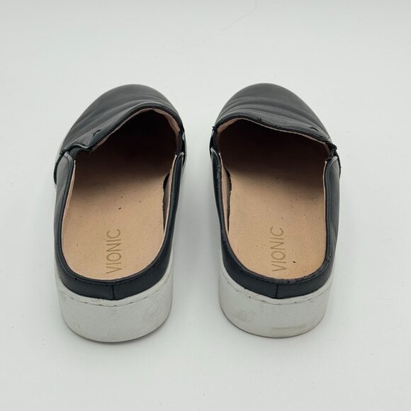 Vionic Dakota Womens 6.5 Black Genuine Leather Slip On Mule Flats Comfort Casual - Picture 2 of 11